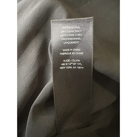 Alice + Olivia Fierra Y-back 100% Silk Racerback Slip Mini Dress Black Large - Picture 14 of 16